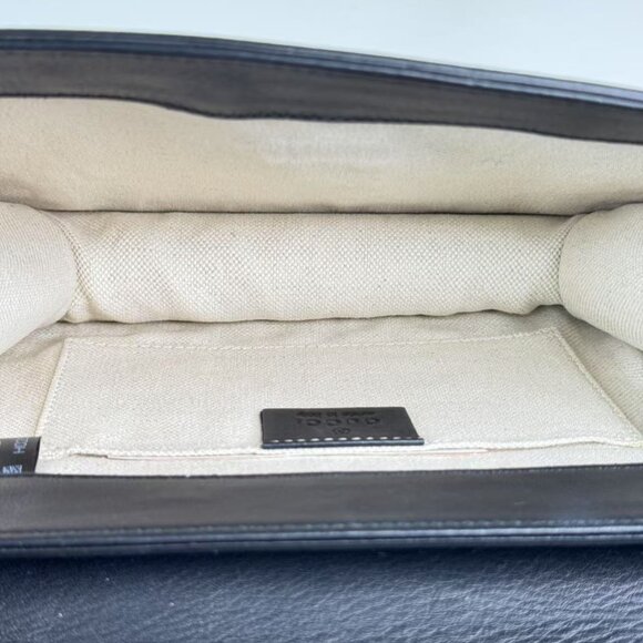 Gucci Black Leather Pearly Peony Chain Shoulder Bag - Picture 9 of 9